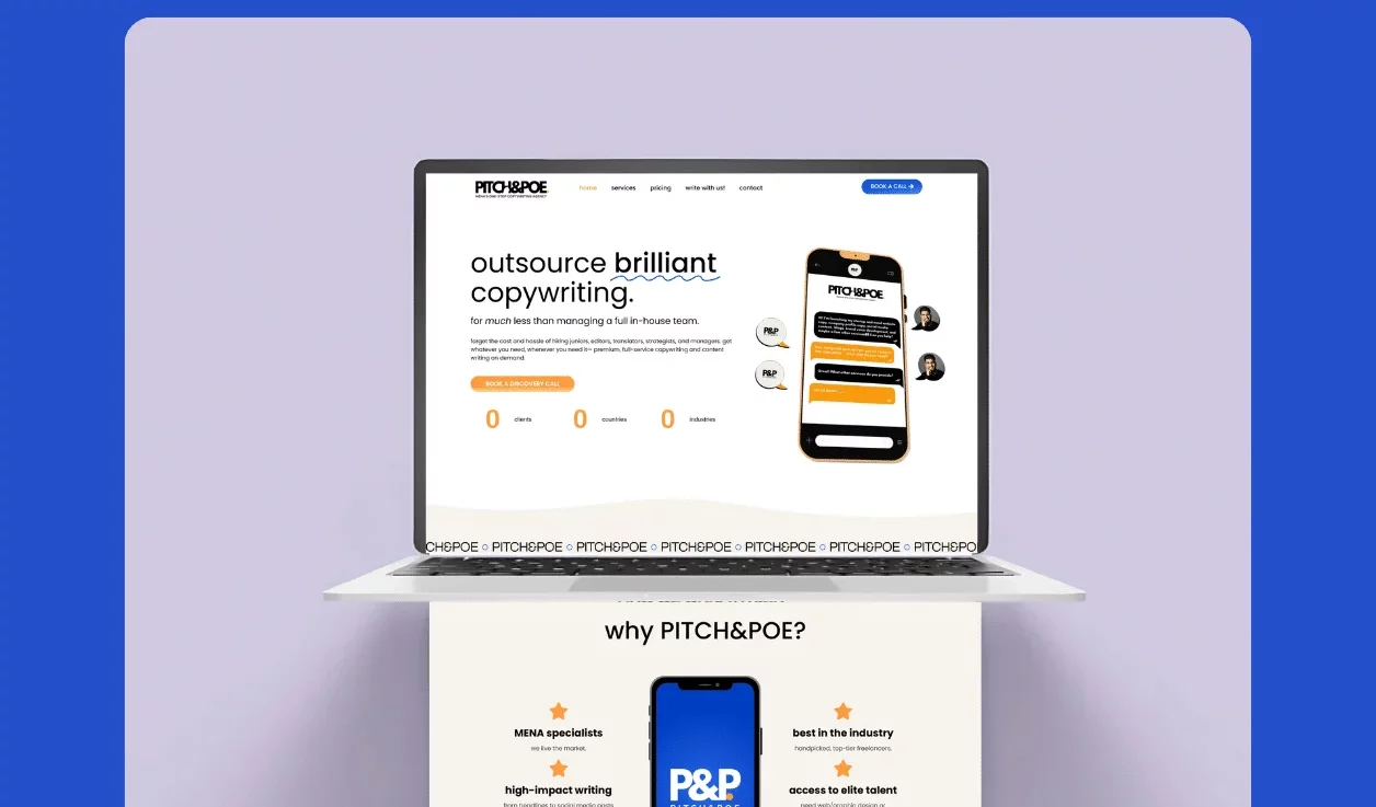 Pitch&Poe, a bold creative copywriting agency from Lebanon, partnered with Nexagon Digital to build their digital presence from the ground up.